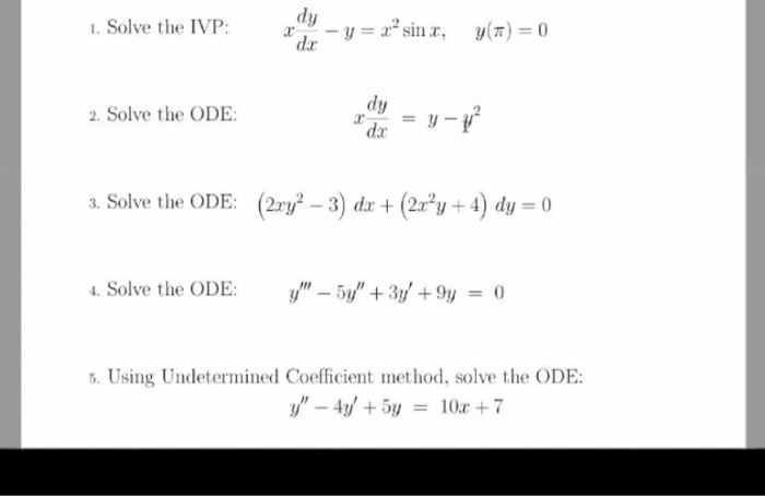 Solved 1 Solve The Ivp Dy Y X² Sinx Y 0 Dar 2