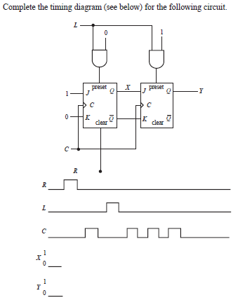 Solved Complete the timing diagram (see below) for the | Chegg.com