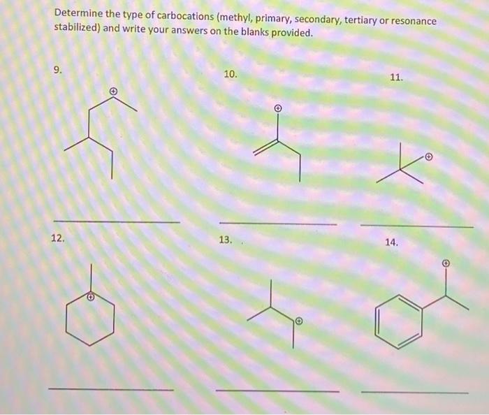 Solved Determine the type of carbocations (methyl, primary, | Chegg.com