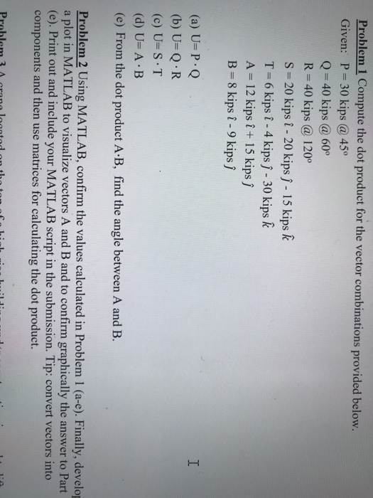 Solved Problem 1 Compute The Dot Product For The Vector C Chegg Com