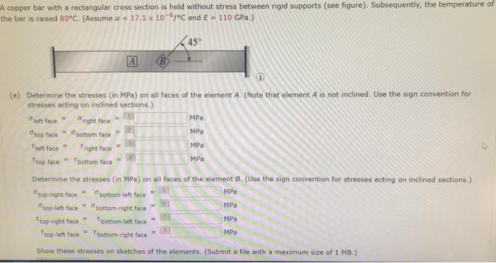 Solved A Copper Bar With A Rectangular Cross Section Is Held | Chegg.com