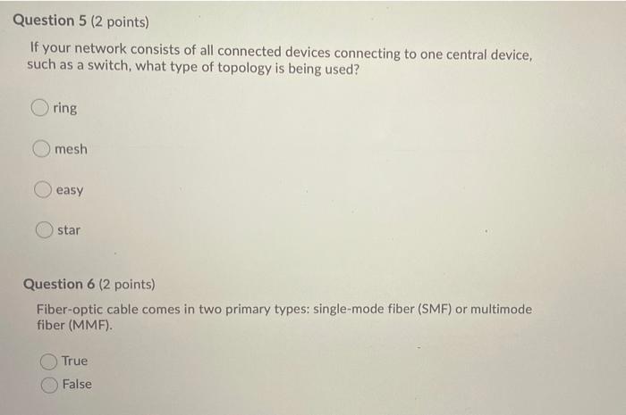Solved Question 5 (2 points) If your network consists of all | Chegg.com