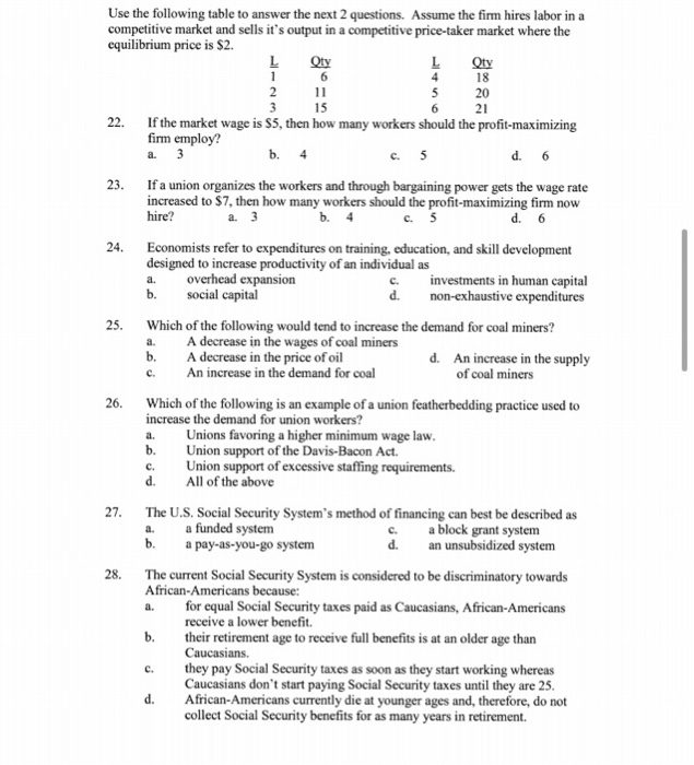 Solved Use the following table to answer the next 2 | Chegg.com