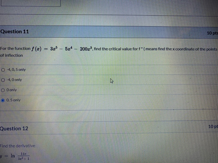 Solved Question 11 10 pts 325 54 200zx, find the critical | Chegg.com
