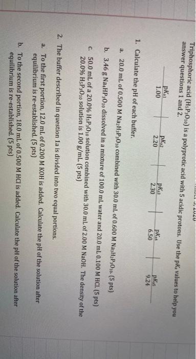 Solved 2. The buffer described in question 1a is divided | Chegg.com