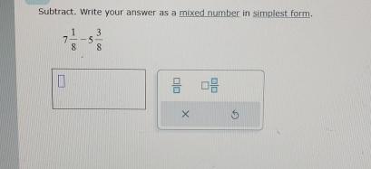 Solved Subtract. Write your answer as a mixed number in | Chegg.com