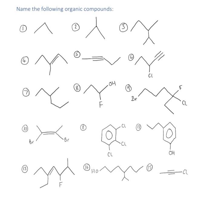 Solved Name The Following Organic Compounds 1 2 3 4 1859