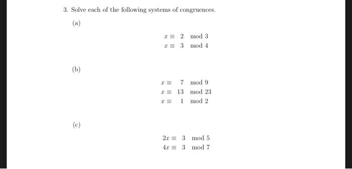 Solved 3. Solve each of the following systems of | Chegg.com
