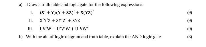 Solved a) Draw a truth table and logic gate for the | Chegg.com