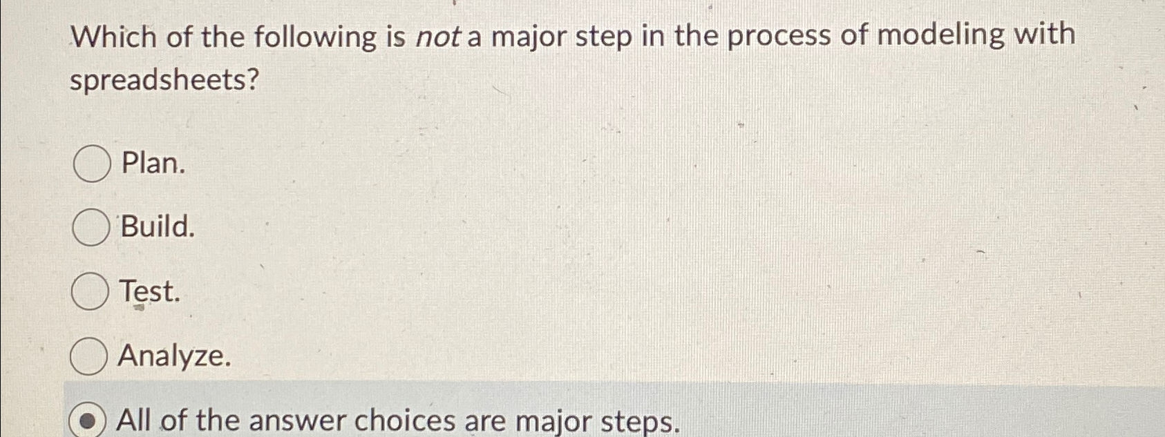 Solved Which of the following is not a major step in the | Chegg.com