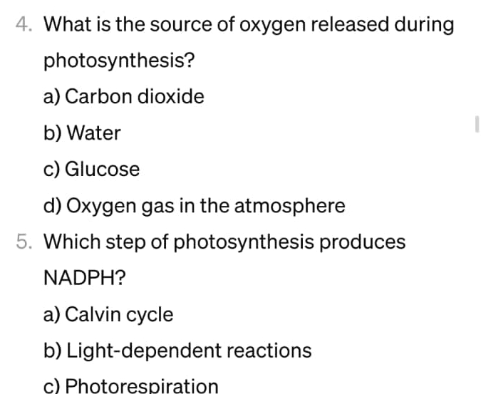 Solved What is the source of oxygen released during | Chegg.com