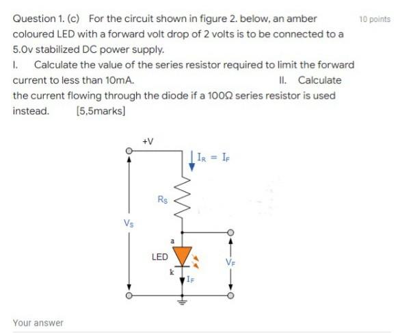 Solved 10 points Question 1. (c) For the circuit shown in | Chegg.com