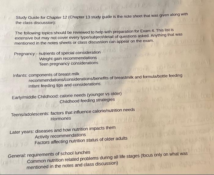 Solved Study Guide for Chapter 12 (Chapter 13 study guide is | Chegg.com