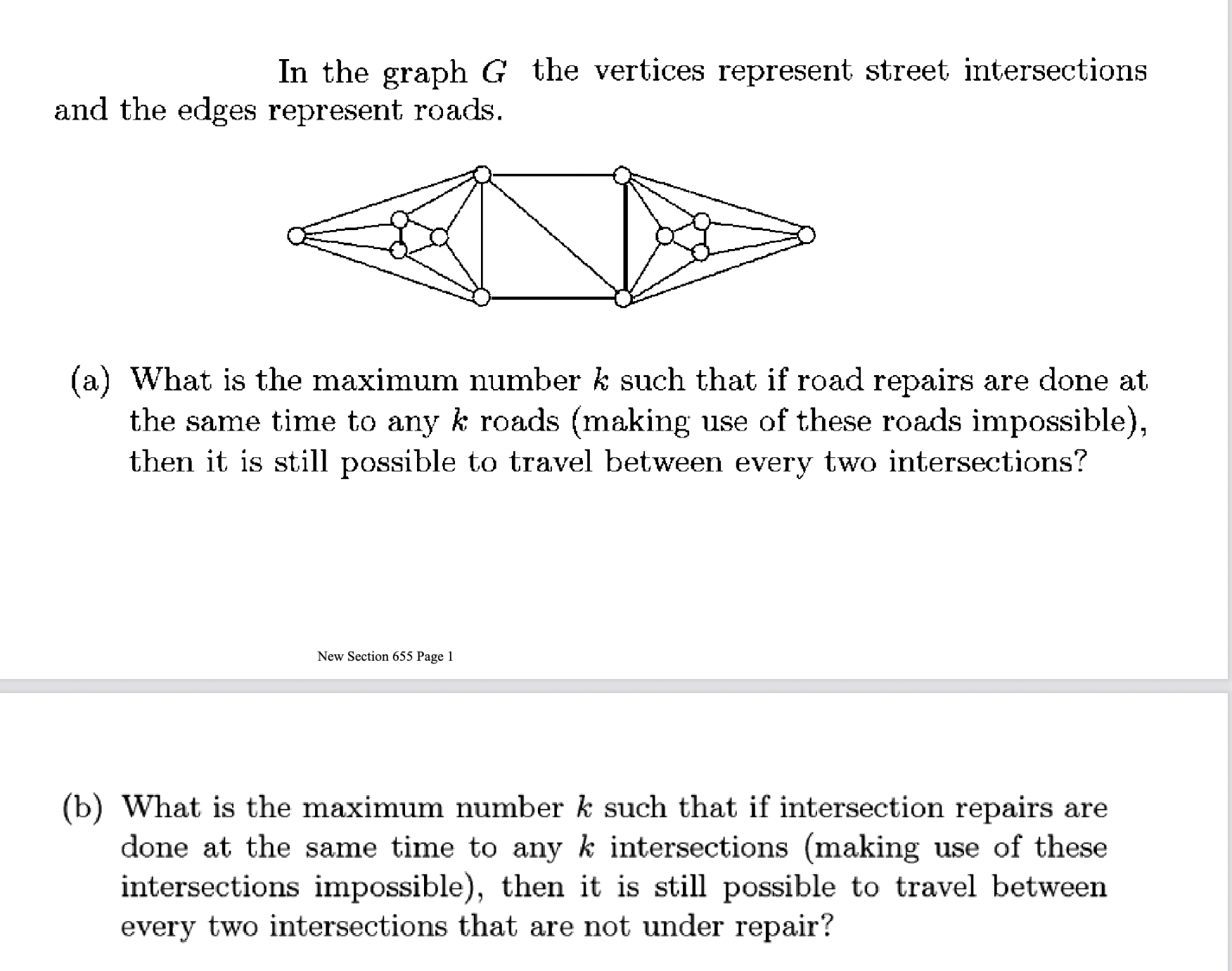 In the graph \( ﻿G \) ﻿the vertices represent street | Chegg.com