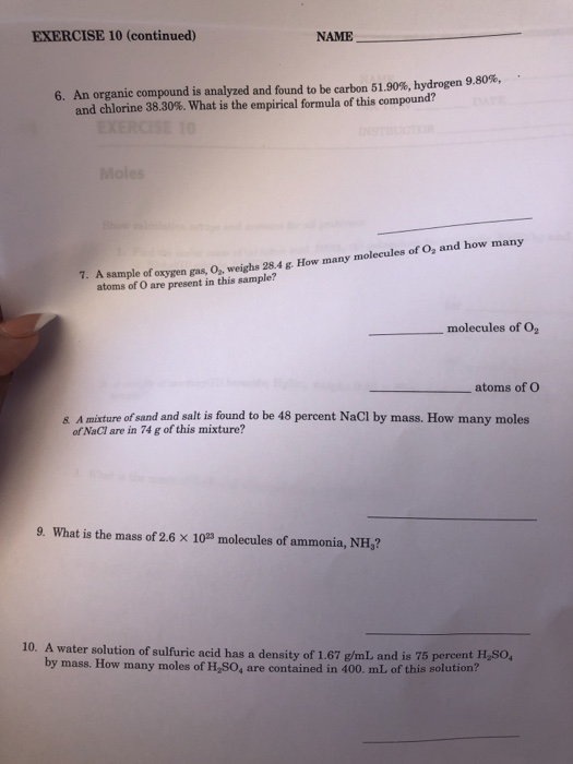 Solved NAME _DATE SECTION INSTRUCTOR und to be EXERCISE 10 | Chegg.com