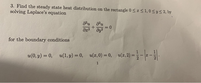 Solved 3. Find the steady state heat distribution on the | Chegg.com