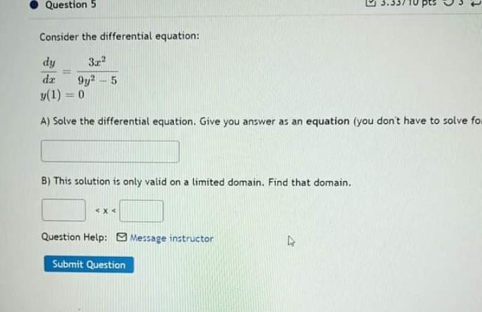 Solved Consider The Differential Equation: | Chegg.com