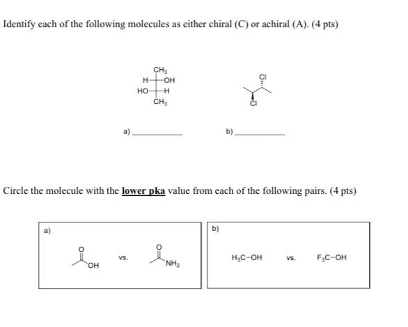 Solved Identify each of the following molecules as either | Chegg.com