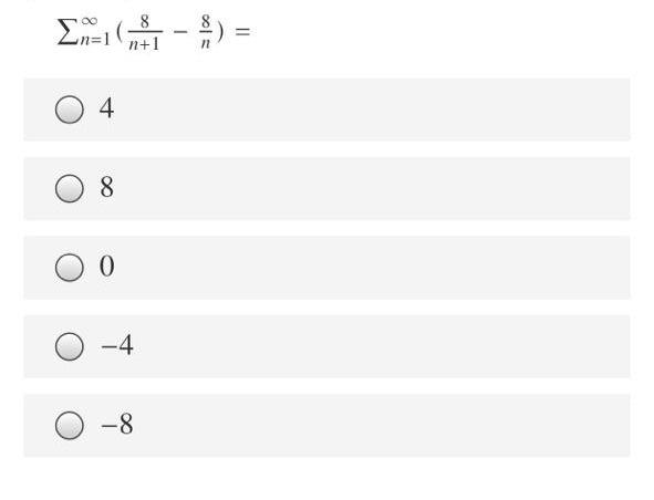 Solved =1 1+1 4 8 0 O -4 O -8 | Chegg.com