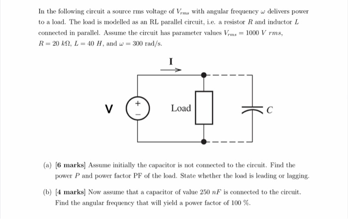 Solved In The Following Circuit A Source Rms Voltage Of V Chegg Com