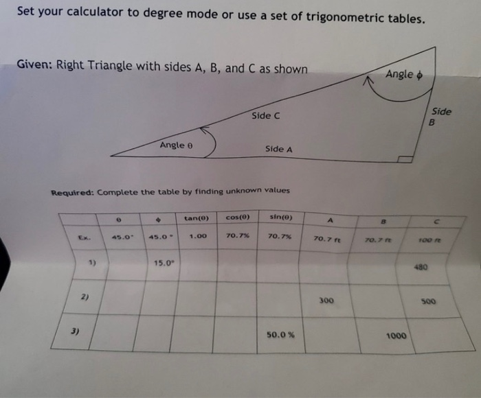 Solved Set your calculator to degree mode or use a set of