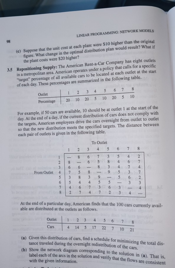 LINEAR PROGRAMMING: NETWORK MODELS 98 (C) Suppose | Chegg.com image.