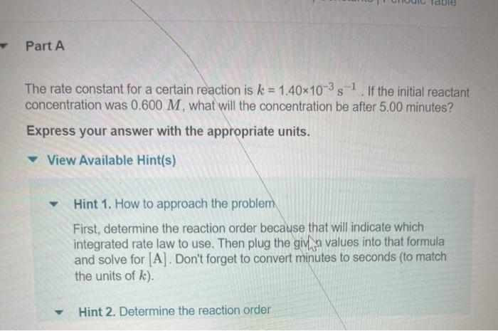 Solved Part A The rate constant for a certain reaction is k | Chegg.com