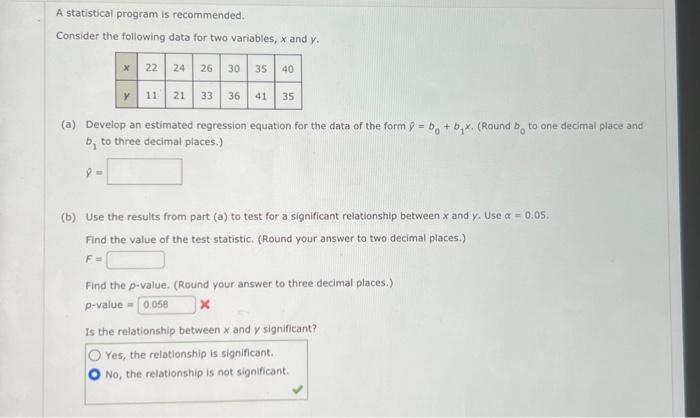 Solved A statistical program is recommended. Consider the | Chegg.com