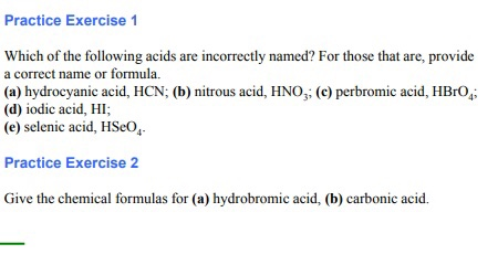 Solved Practice Exercise 1 Which Of The Following Acids Are | Chegg.com