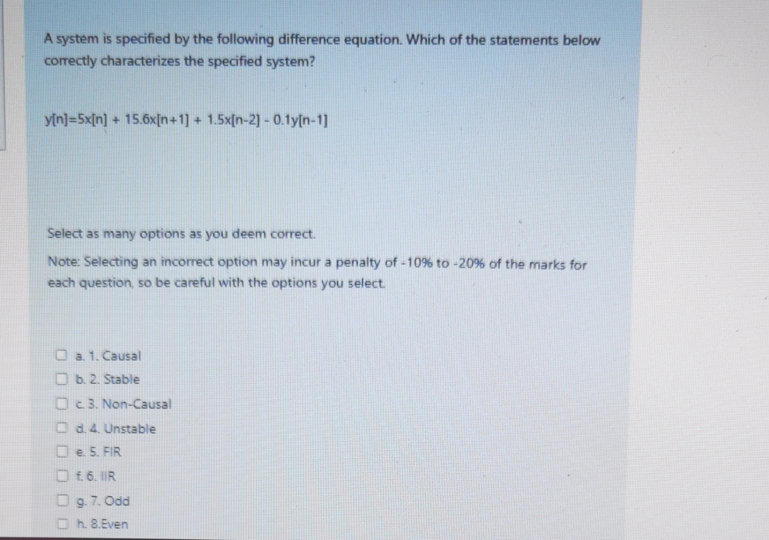 Solved A system is specified by the following difference | Chegg.com