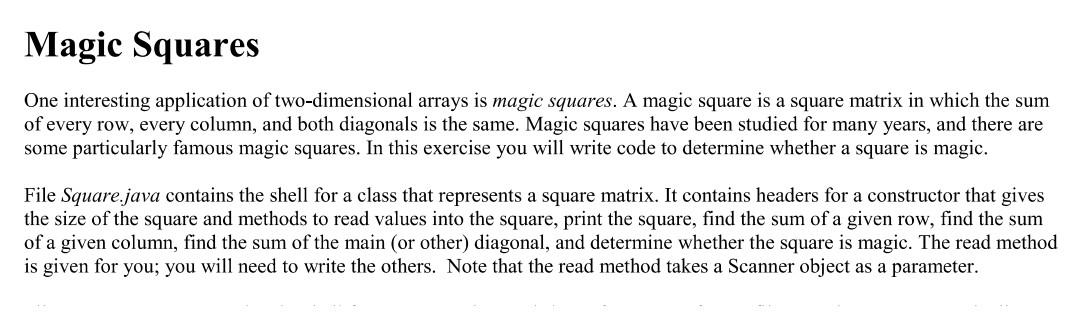 Solved Magic Squares One interesting application of | Chegg.com