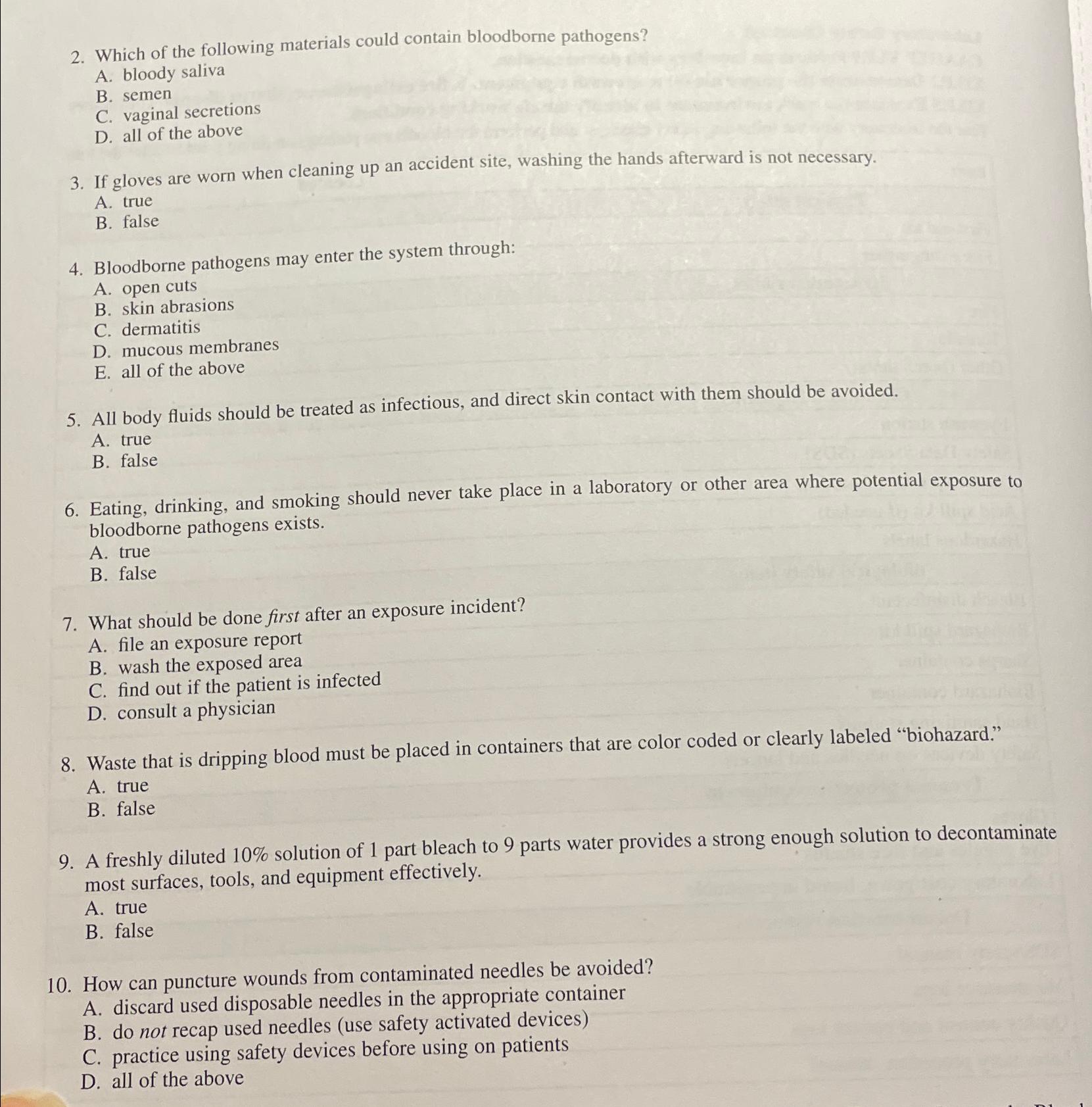 Solved Which of the following materials could contain | Chegg.com