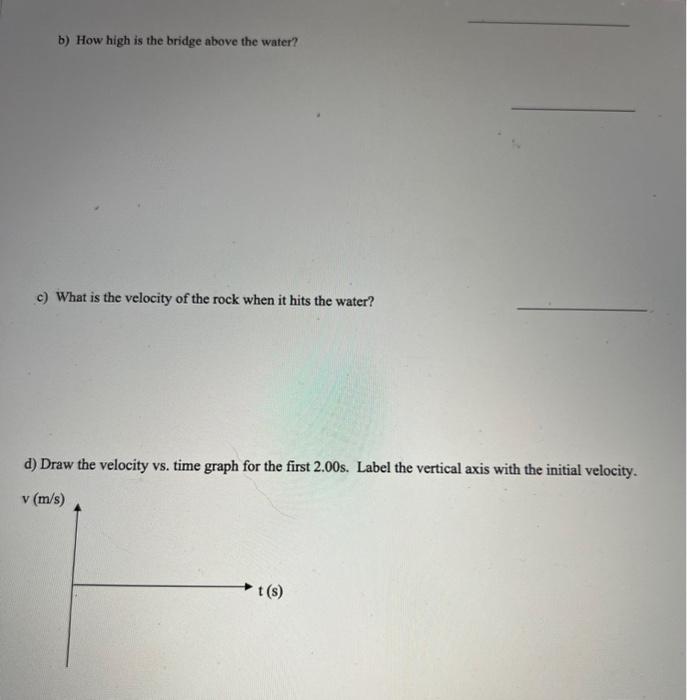 Solved 6. A rock is thrown vertically downward from a bridge | Chegg.com