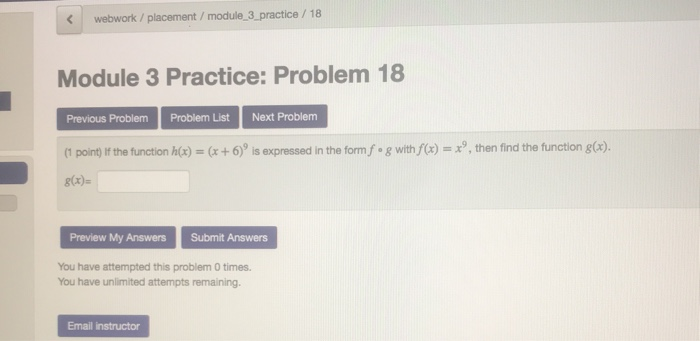 Solved webwork /placement / module 3 practice/ 18 Module 3 | Chegg.com