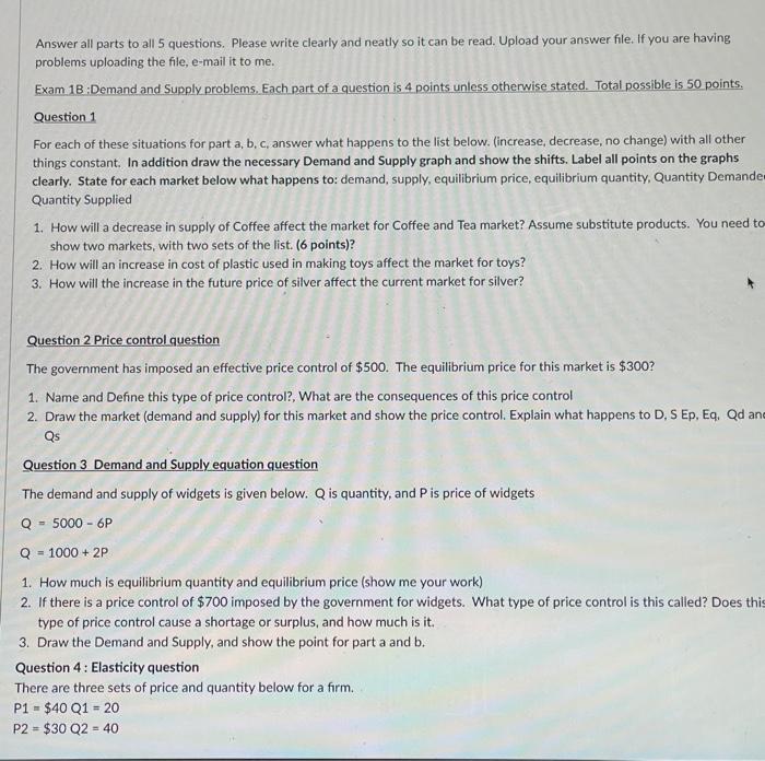 Solved Answer all parts to all 5 questions. Please write | Chegg.com