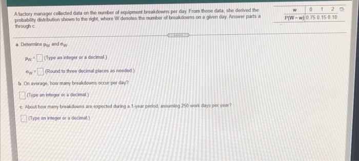 Solved A factory manager collected data on the number of | Chegg.com
