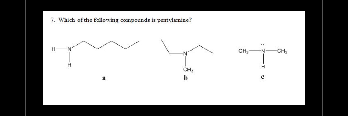 Which of the following compounds is pentylamine?abc | Chegg.com