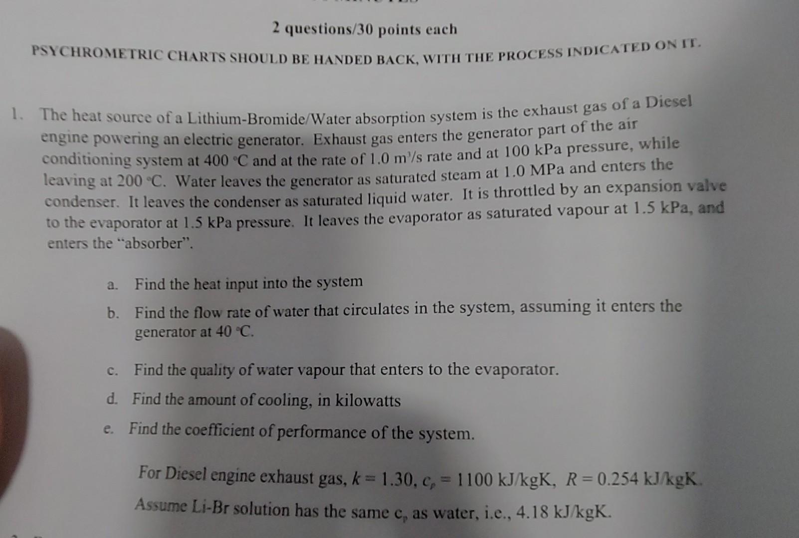 Solved 1. The heat source of a Lithium-Bromide Water | Chegg.com