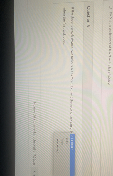 Solved ?????? ﻿Task 5 ﻿is the predecessor of Task 3, ﻿with a | Chegg.com