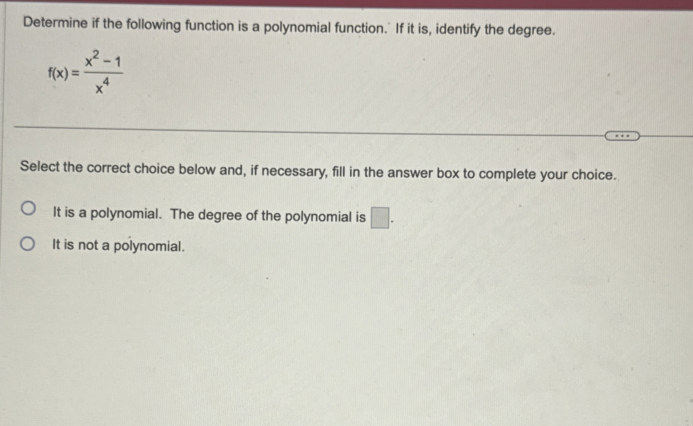 Solved Determine if the following function is a polynomial | Chegg.com