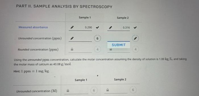 PART II. SAMPLE ANALYSIS BY SPECTROSCOPY Sample 1 | Chegg.com