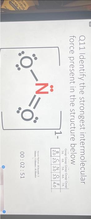 Solved Q11 Identify the strongest intermolecular force | Chegg.com