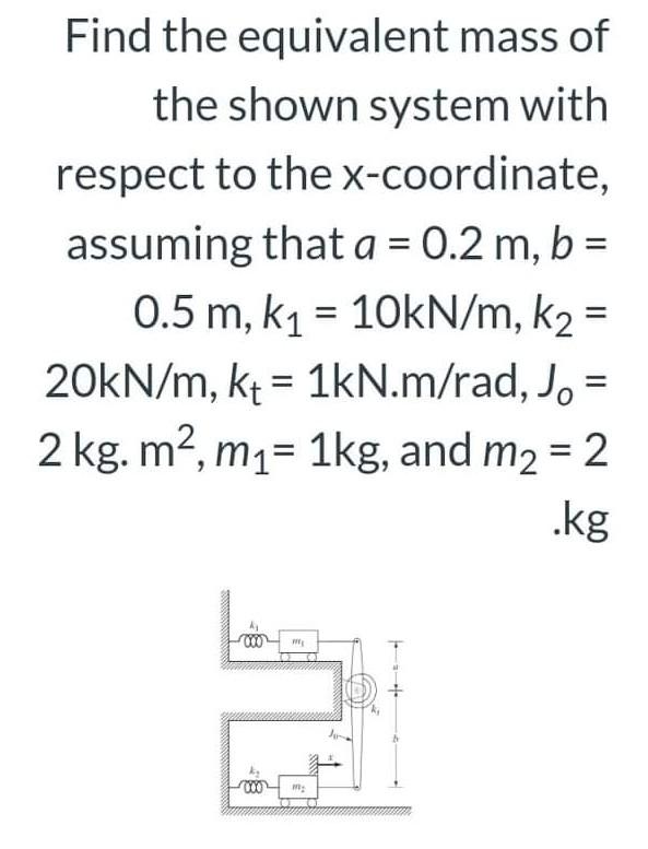 Solved Find the equivalent mass of the shown system with | Chegg.com