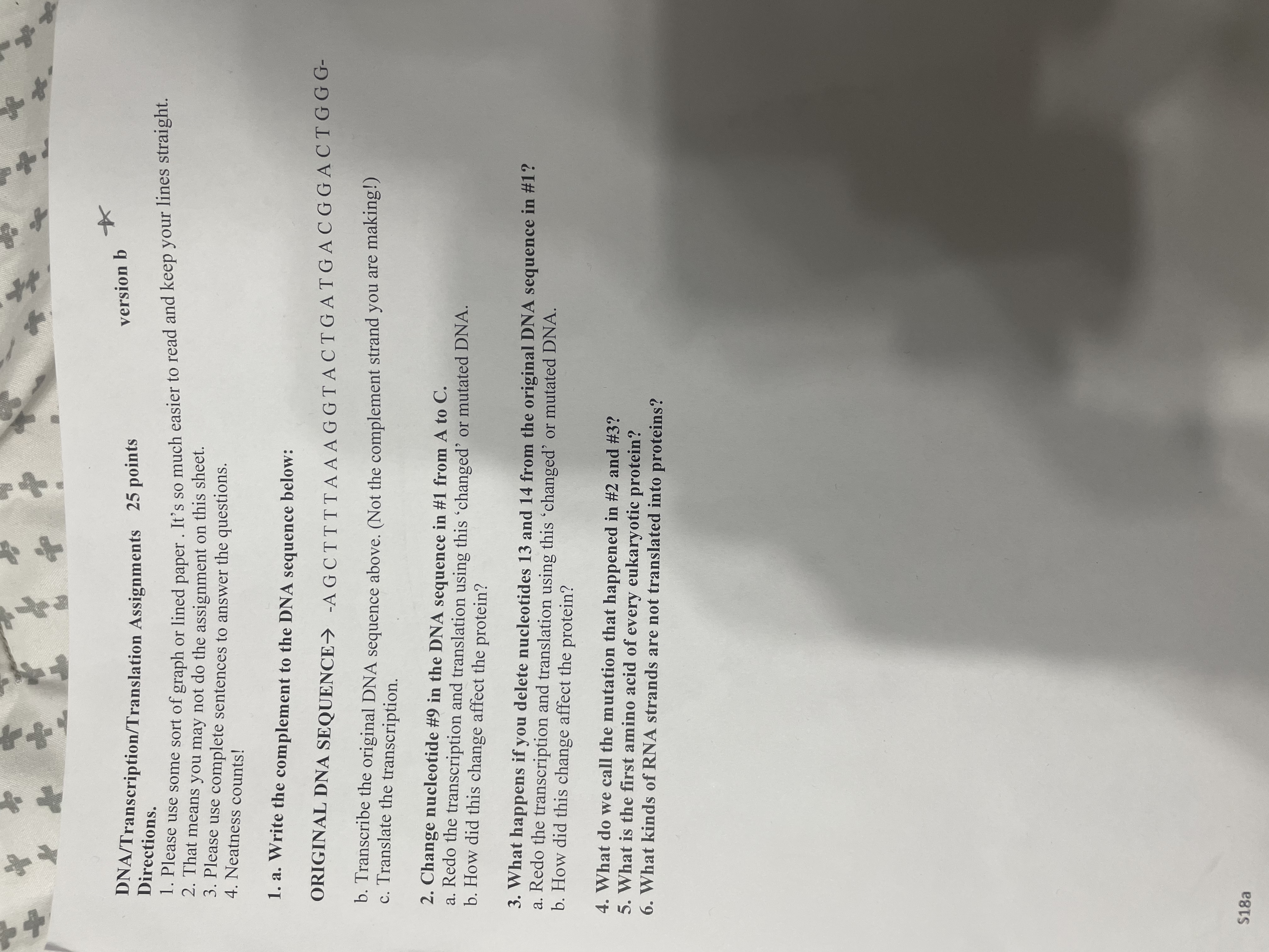 Solved DNA/Transcription/Translation Assignments25 | Chegg.com