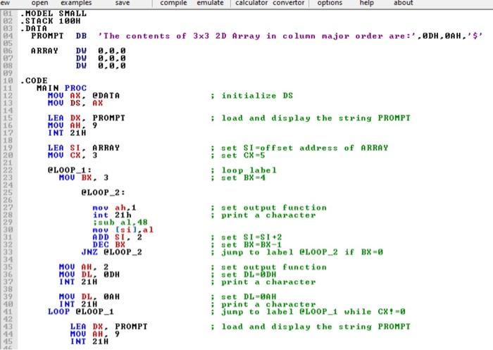 Solved Using Emu 8086 Only Implement A 16 Bit Signed Matrix 5676