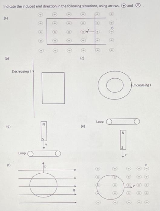 Solved Indicate the induced emf direction in the following | Chegg.com