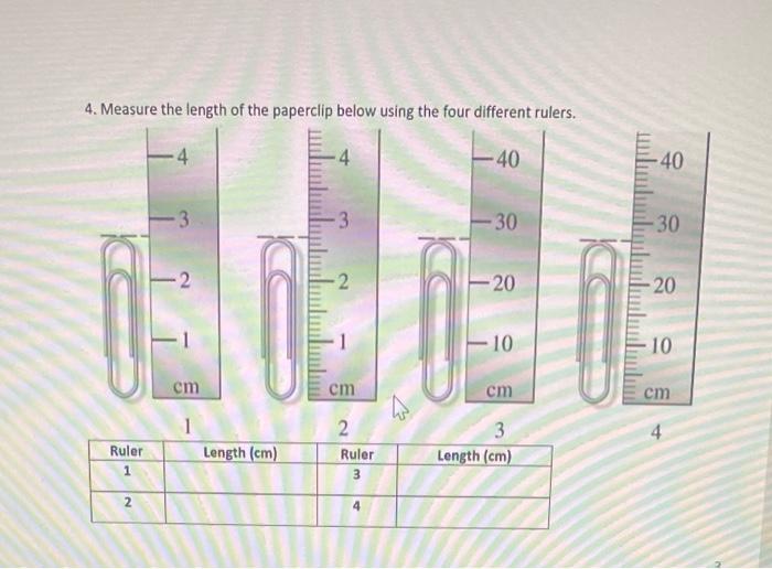 Solved 4. Measure the length of the paperclip below using