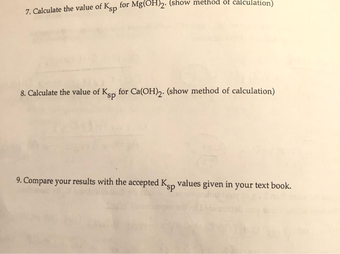 Solved 7 Calculate The Value Of Ksp For Mg Oh 2 Show Chegg Solved 7 Calculate The Value Of Ksp For Mg Oh 2 Show Chegg