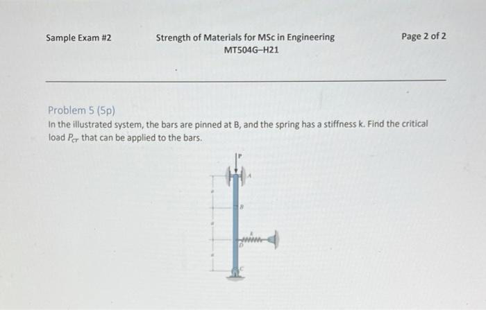 Solved Sample Exam #2 Strength of Materials for MSc in | Chegg.com