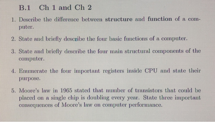 Solved B.1 Ch 1 and Ch 2 1. Describe the difference between | Chegg.com